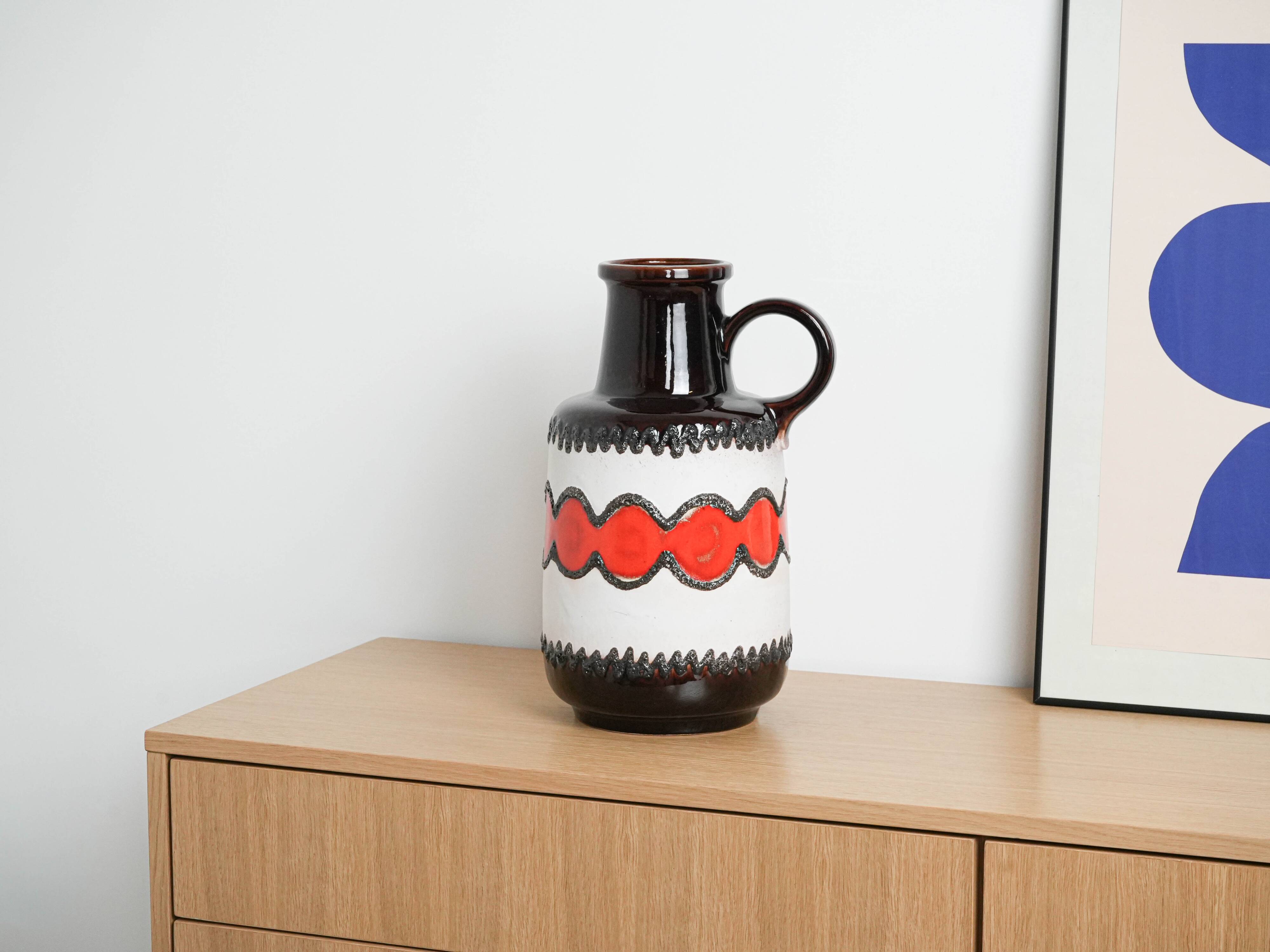 Ceramic vase with a handle, German design, 1960s, made in West Germany