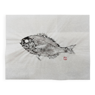 Gyotaku of a gray sea bream