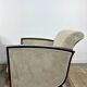 Pair of Art Deco armchairs in rosewood and suede.