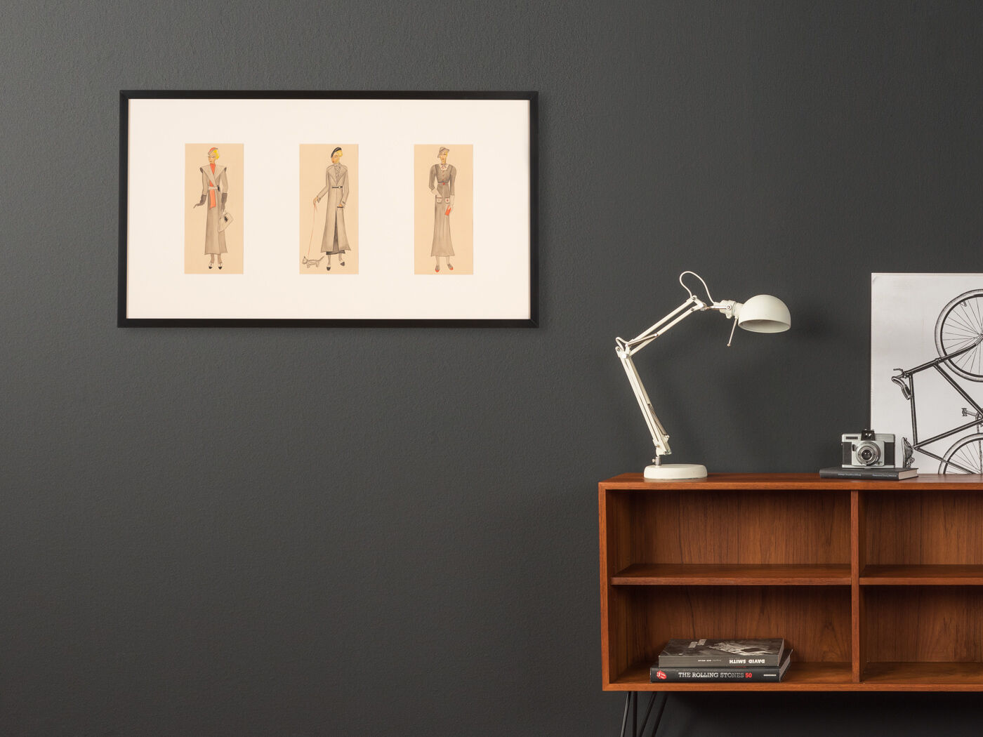 Art Déco Fashion Illustration, Gouache on Paper, 93 x 52 cm