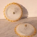 Set of 2 Charming Italian Yellow Murano Glass Ceiling Fixture, Murano, 1970