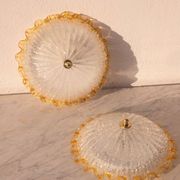 Set of 2 Charming Italian Yellow Murano Glass Ceiling Fixture, Murano, 1970