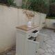 Small Louis Philippe style sideboard of beautiful craftsmanship, enhanced in storm gray.