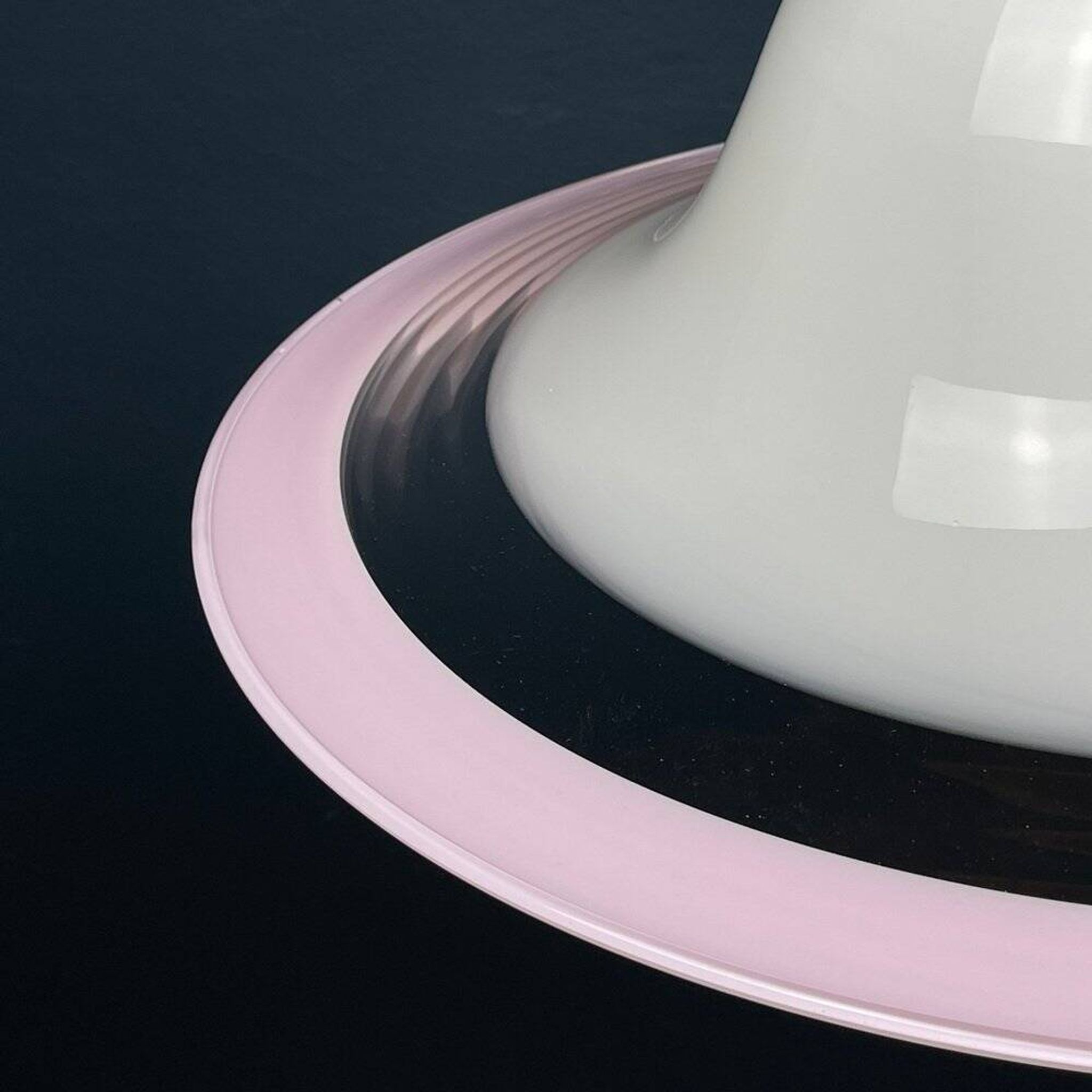 White and pink Murano glass pendant lamp, Italy, 1970s.