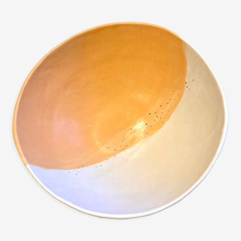 Orange and white porcelain salad bowl