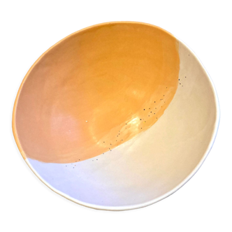 Orange and white porcelain salad bowl