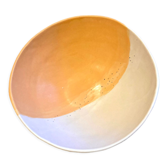 Saladier orange et blanc porcelaine