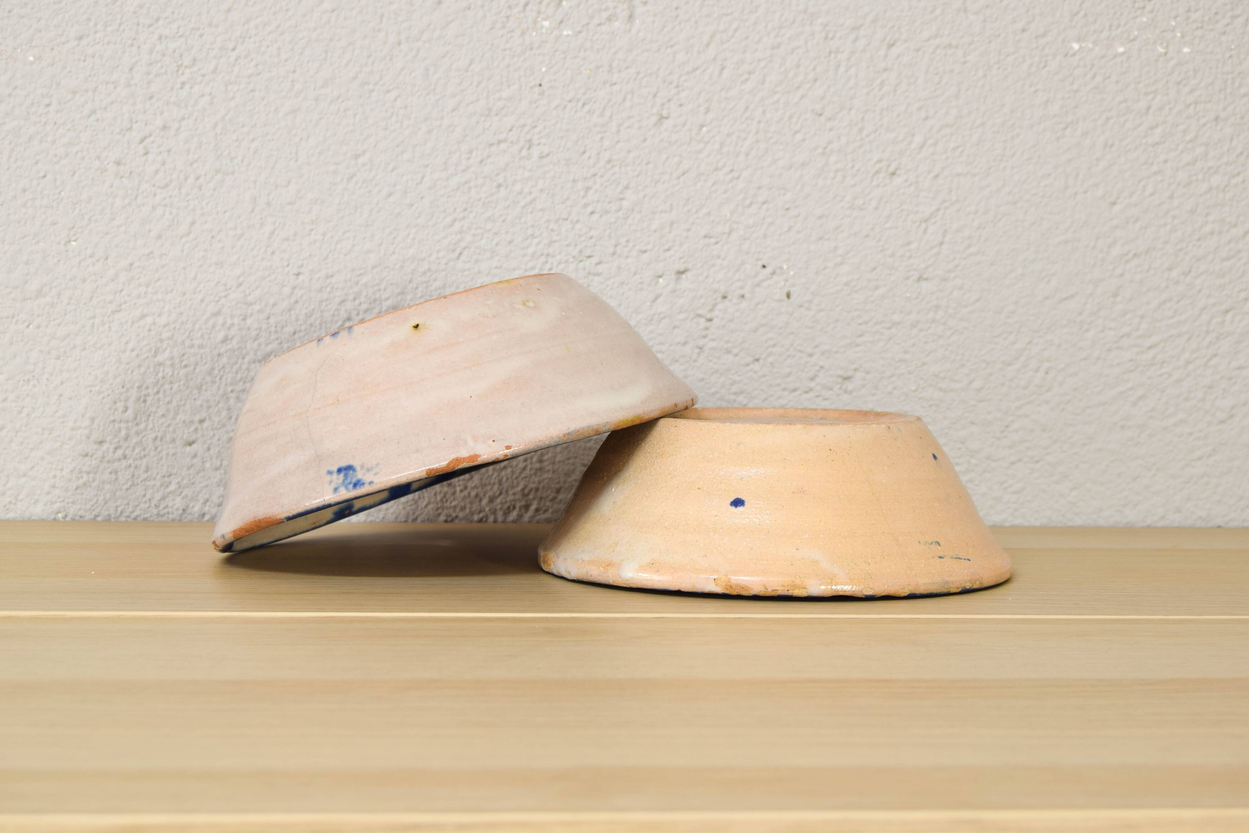 Antique Handmade Terracotta Ceramic Lebrillos Bowls Fajalauza, Granada Spain XIX