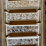 Set of 10 vintage art deco knife holders in white and gold ceramic