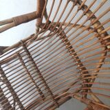 Vintage Dutch rattan armchair with armrest, 1960s