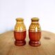 Olive wood and ceramic salt and pepper shakers