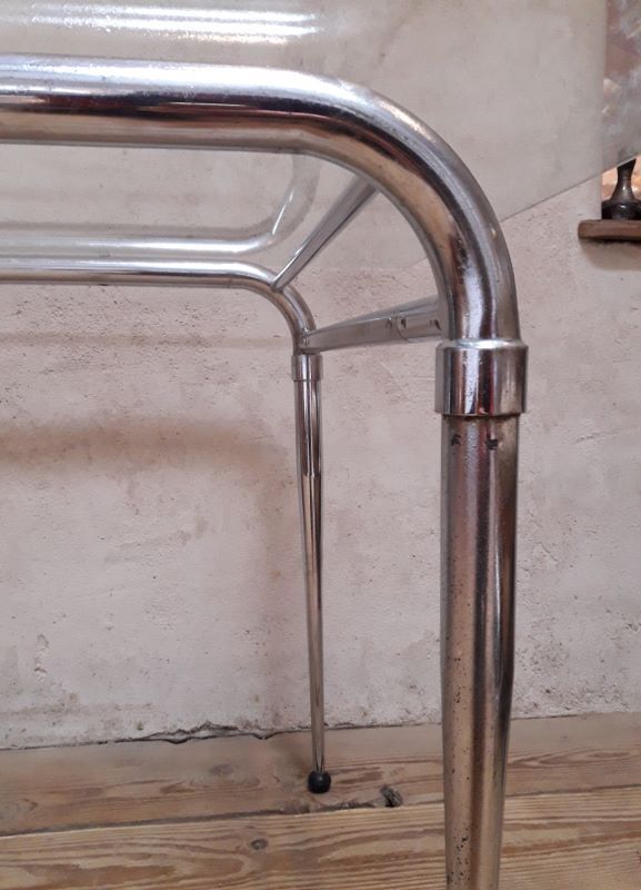 Desk table 120x76cm chrome metal and glass
