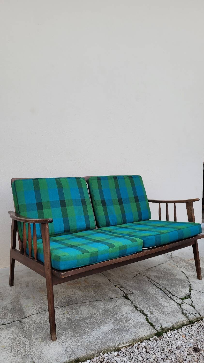 Vintage Scandinavian 2-seater sofa bench - 1950s