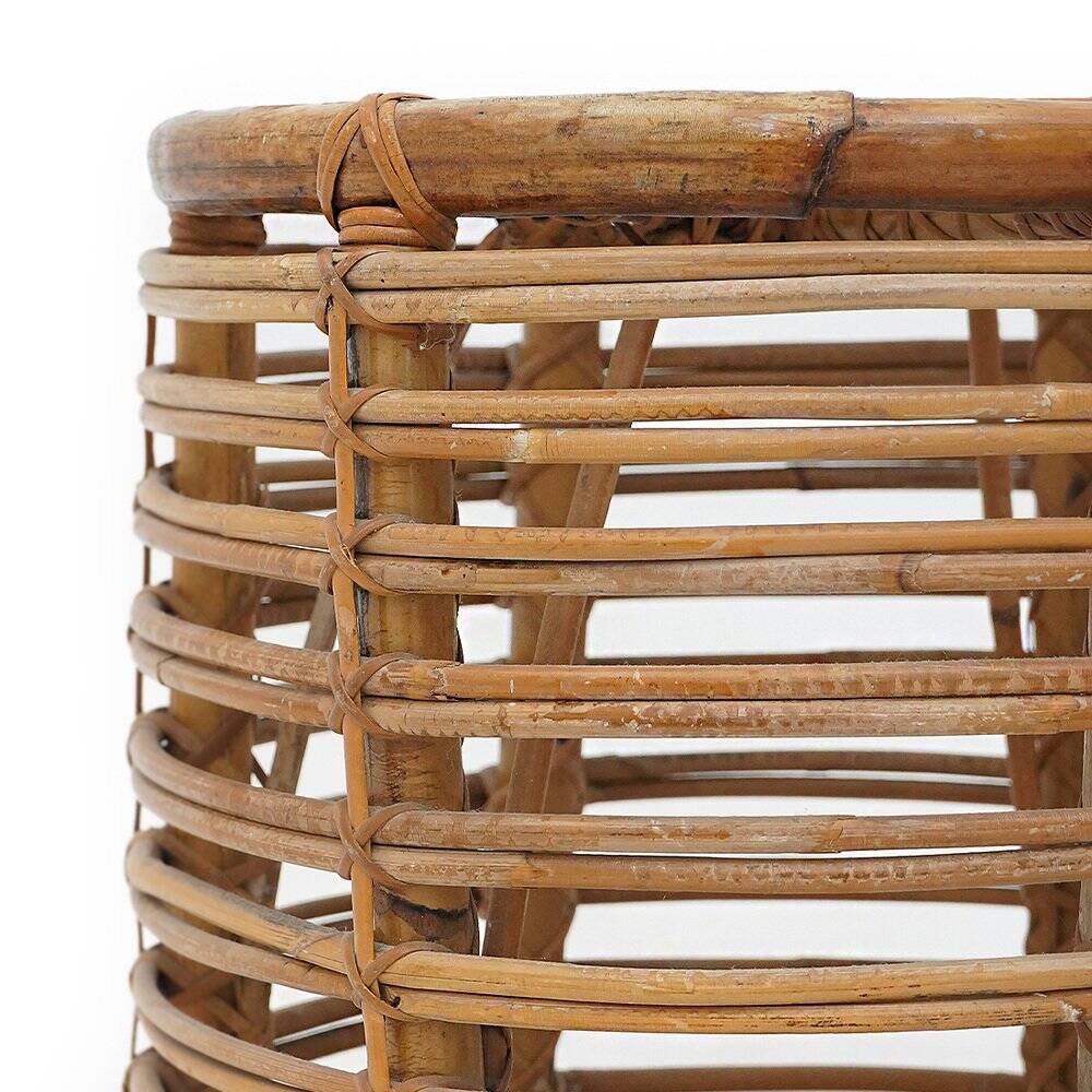 Cylindrical pouf in curved rattan by Castano, 1960s