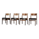 Mid-century modern vintage teak and vinyl dining chairs, 1960s, set of 4.