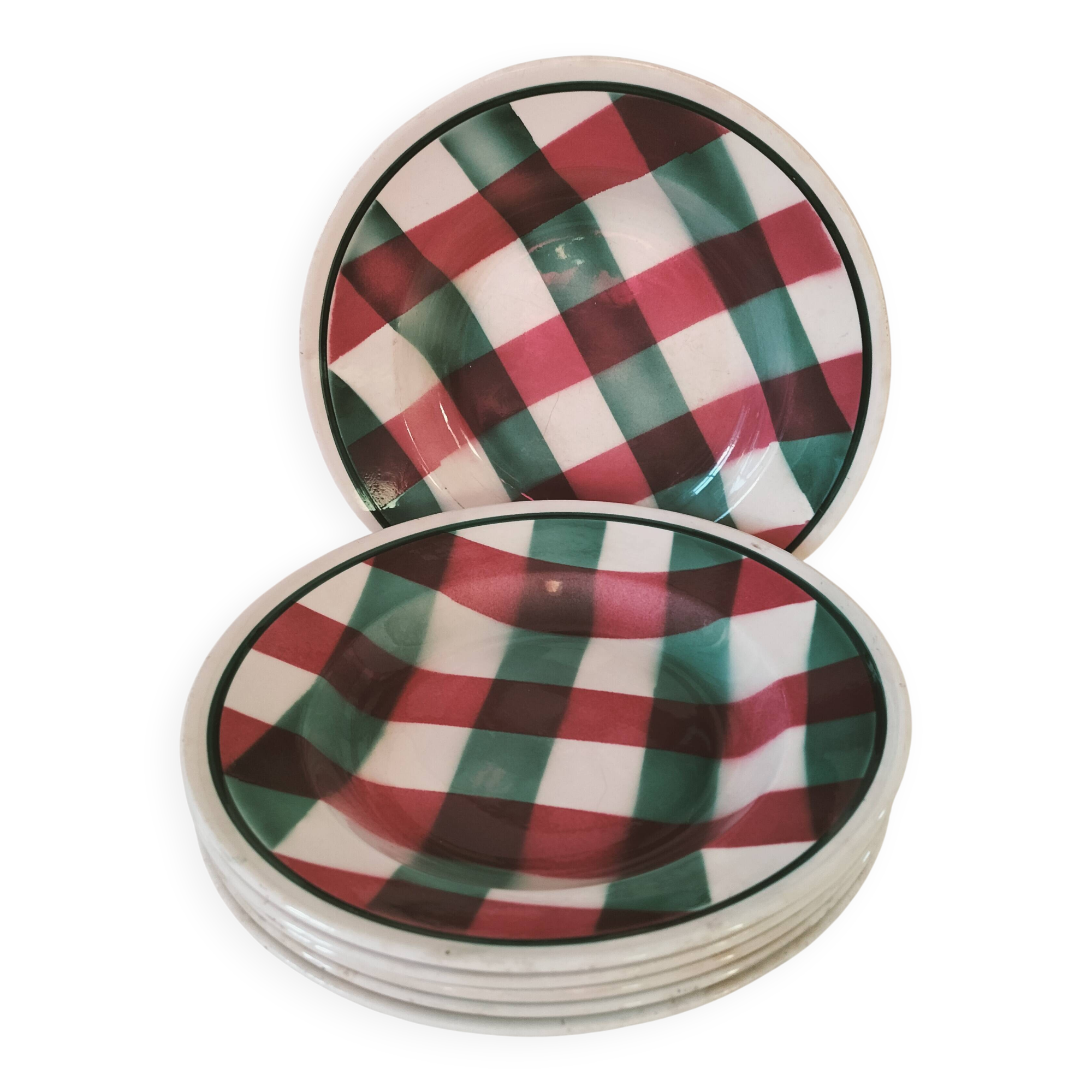 Set of 6 soup plates Faïencerie Nouvelle Givors from the 50s