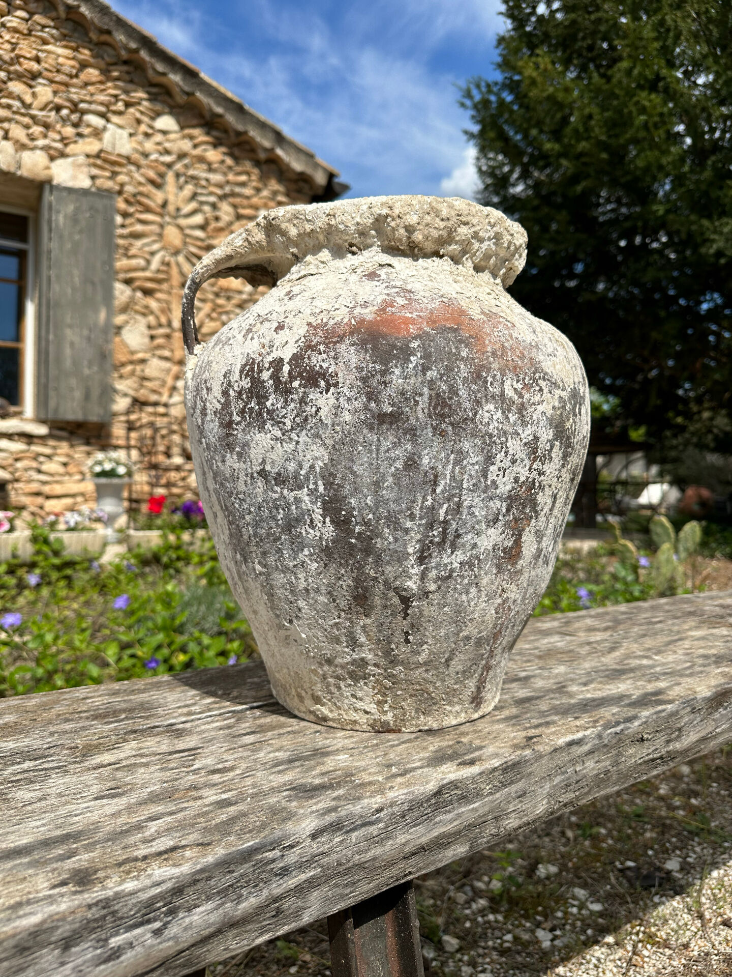 Ancient terracotta pottery jar from the 19th century.