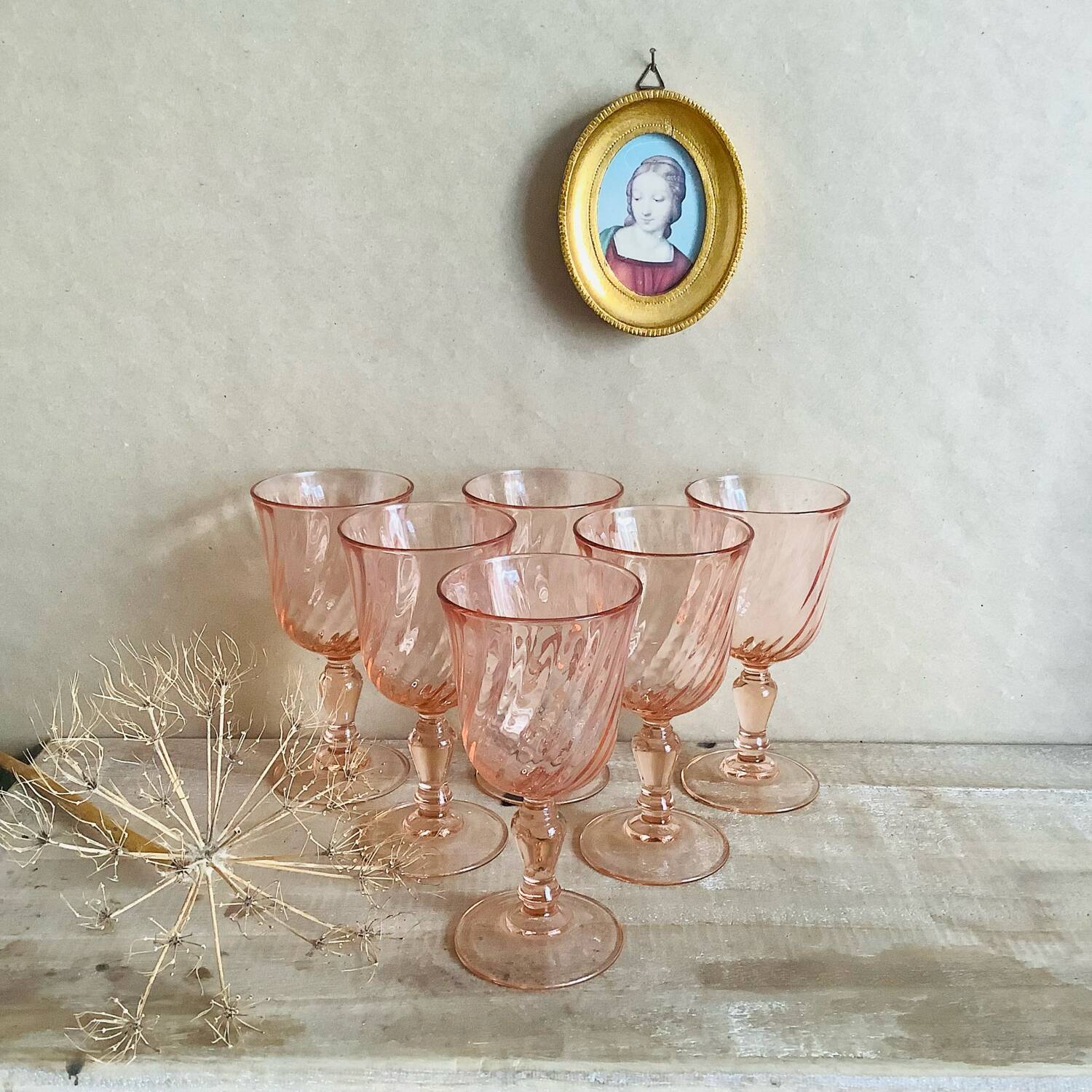 6 verres à vin rosaline