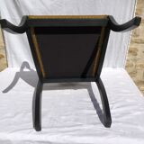 Fauteuil de bureau ancien noir accoudoirs crosse et dossier lyre