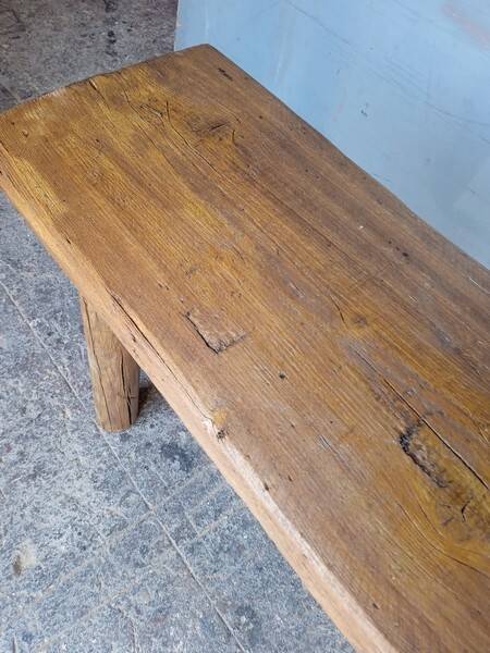 Bench 144 cm old patinated solid wood