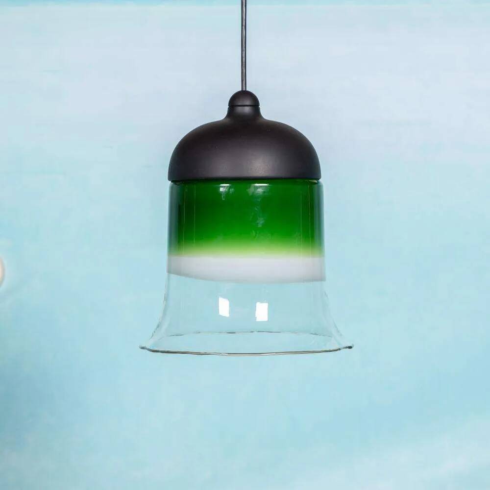 Minimalist glass pendant light Peil & Putzler from the space age