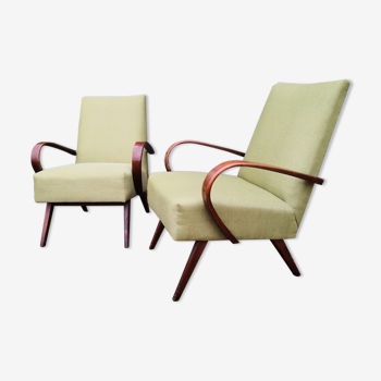Paire de fauteuils tchèque vintage, style scandinave, années 50