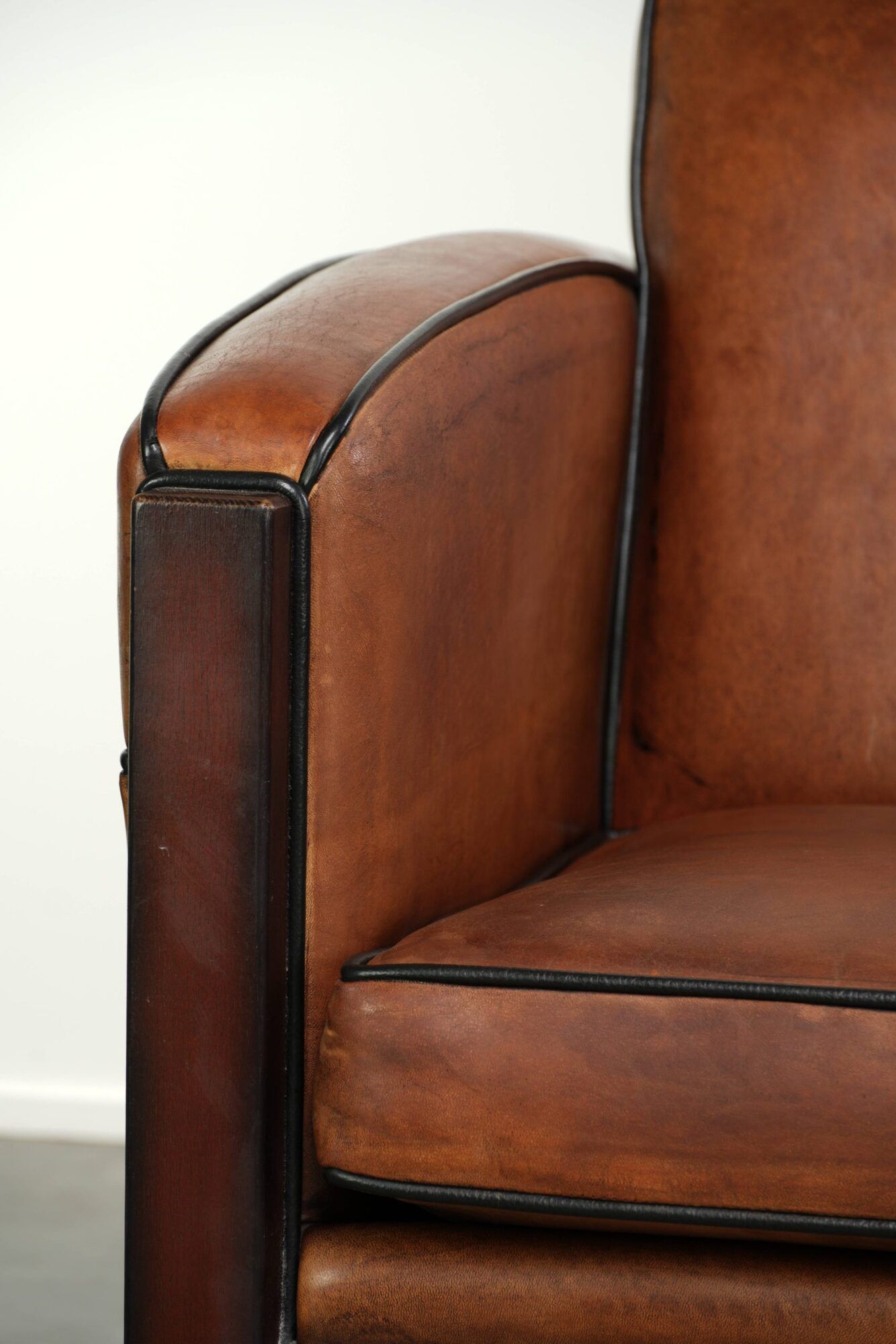 Very interesting sheepskin Art Deco design armchair with a great design
