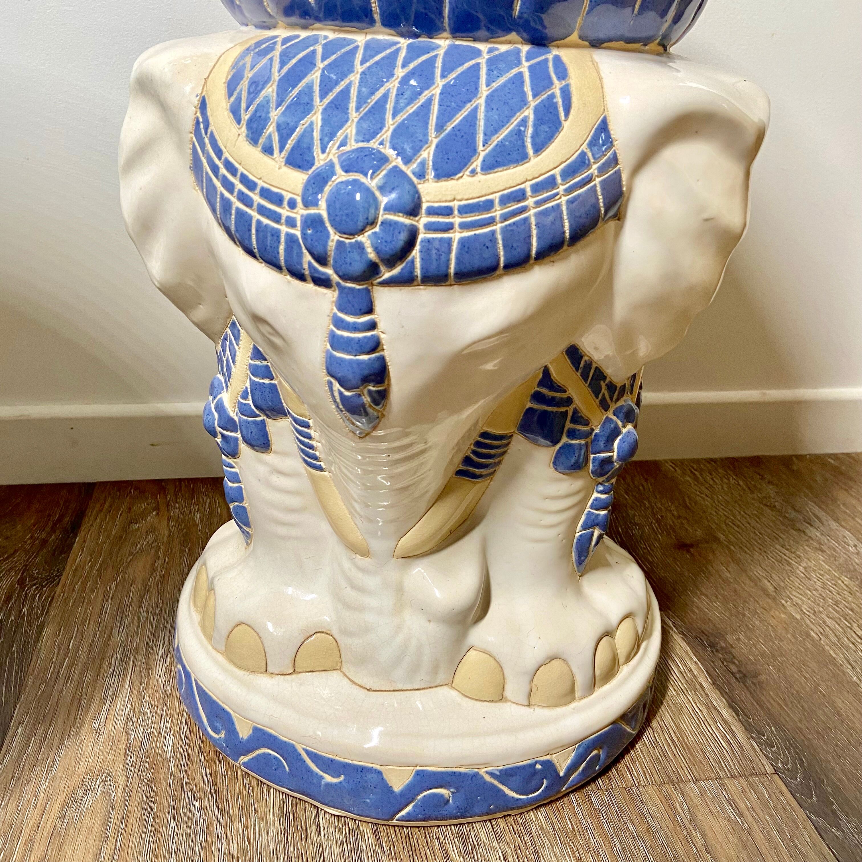 Pair of ceramic elephant stools