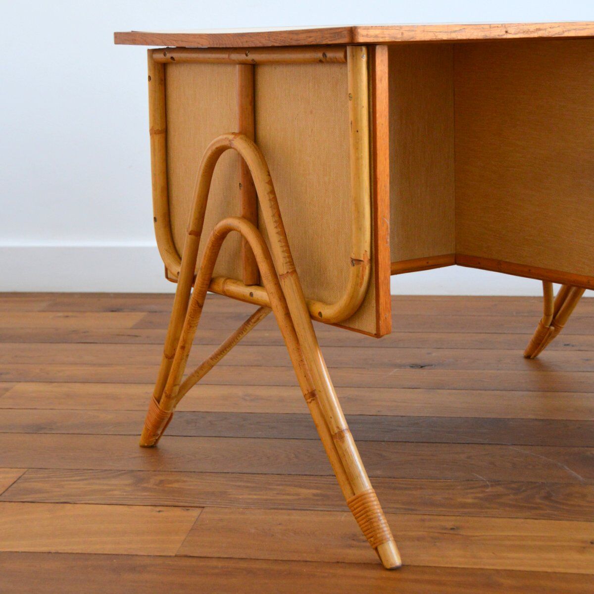 Rattan and formica desk vintage