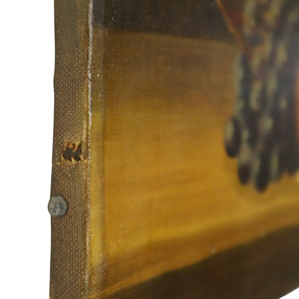 Nature morte aux fruits avec une cruche, huile sur toile, signée