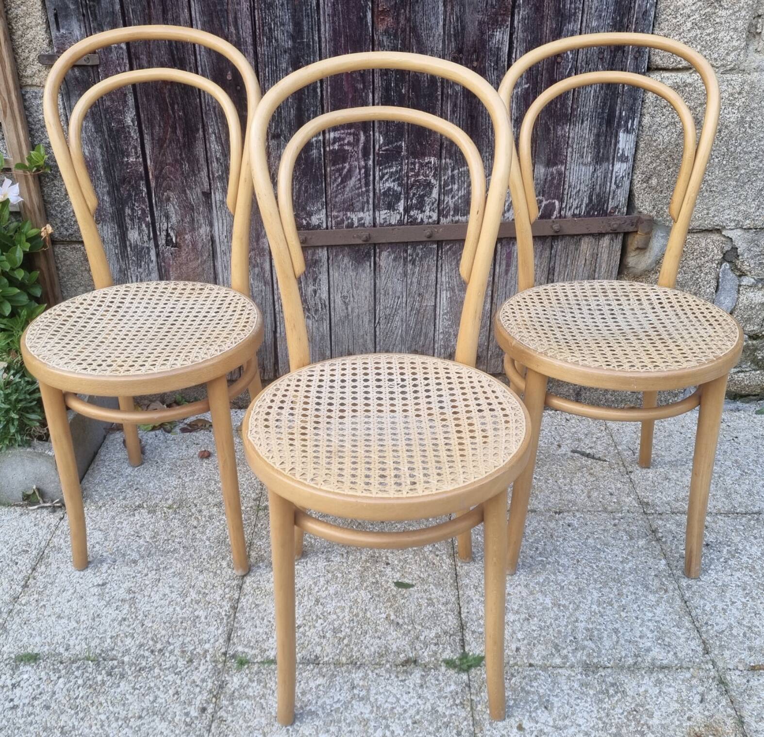 3 chairs published by ZPM Radomsko, model created by Thonet cannées N°14