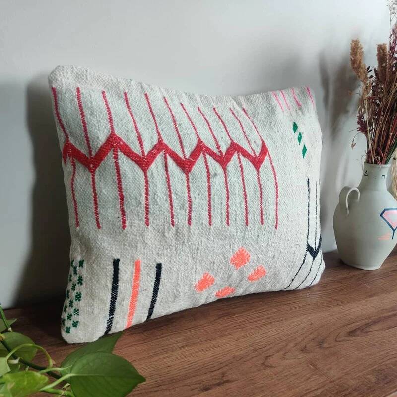 White Moroccan bohemian cushion