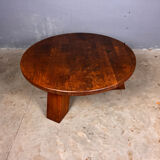 Table basse ronde brutaliste en chêne massif