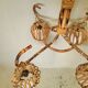 Vintage rattan chandelier 60s 4 branches