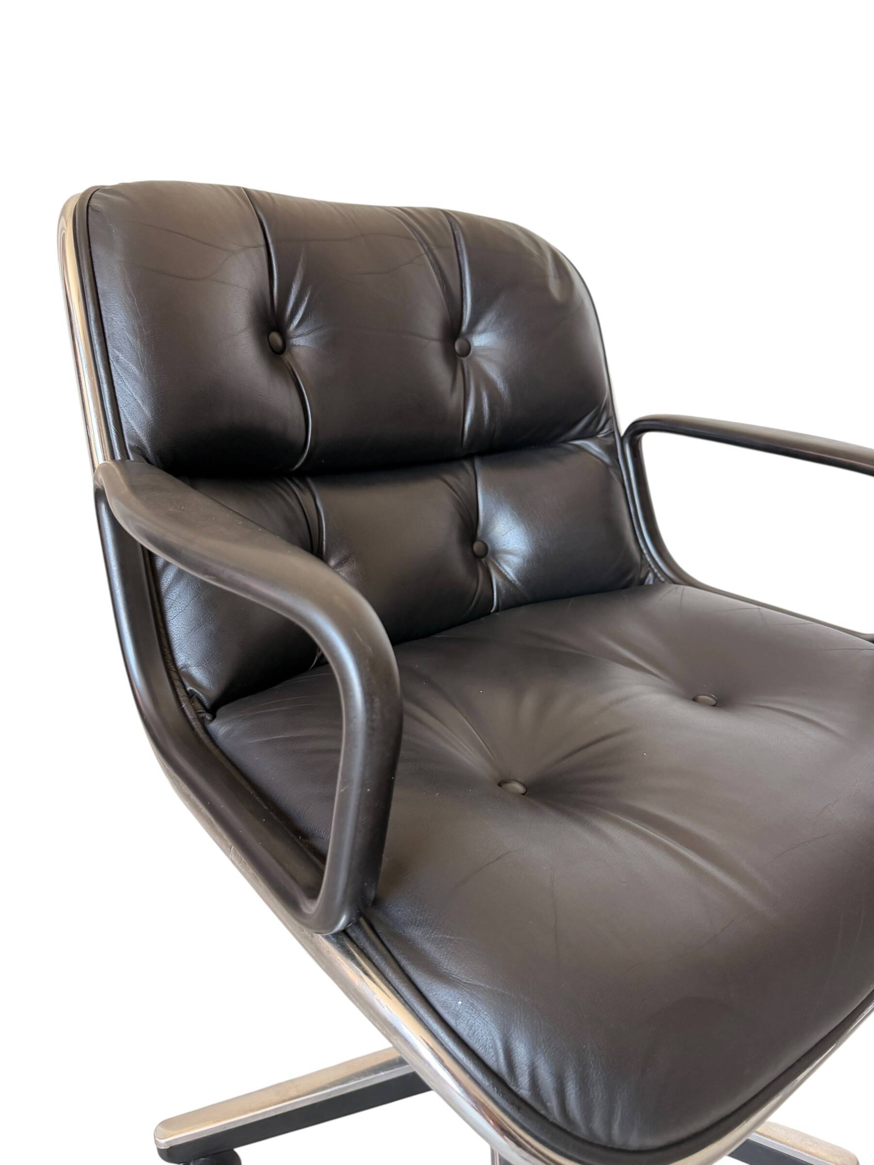 Charles Pollock Knoll Office Chair - Black Leather (Signed Model)