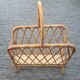 Rattan magazine rack: vintage