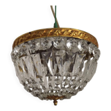 French Mid-Century Bronze and Crystal Bag Light – Flush Mount 5202