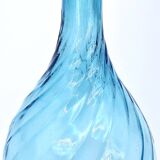 Empoli blue glass carafe with grooves, 60s bottle
