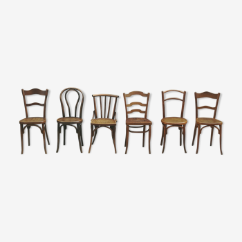 Lot de 6 chaises bistrot vintages depareillées