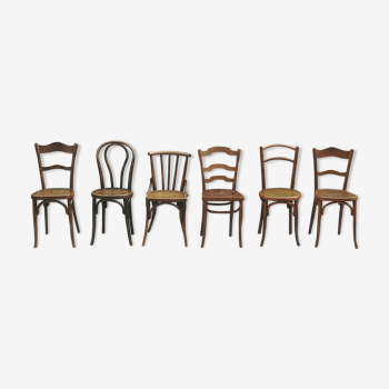 Lot of 6 vintage depareillees Bistro chairs