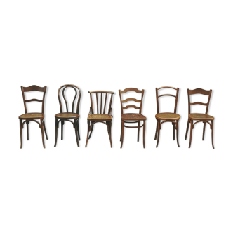 Lot of 6 vintage depareillees Bistro chairs