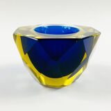 Bol Sommerso en verre de Murano à facettes en diamant par Alessandro Mandruzzato, Italie, années 1970