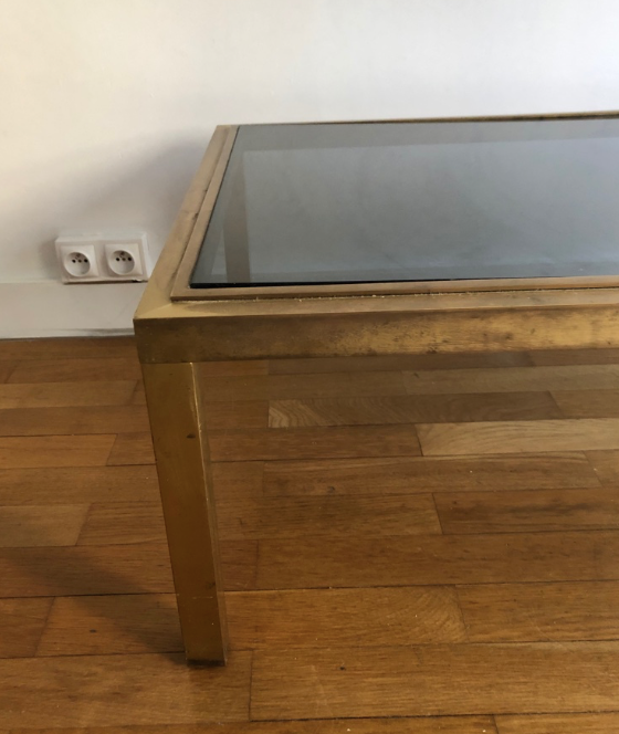Low table smoked glass and brass