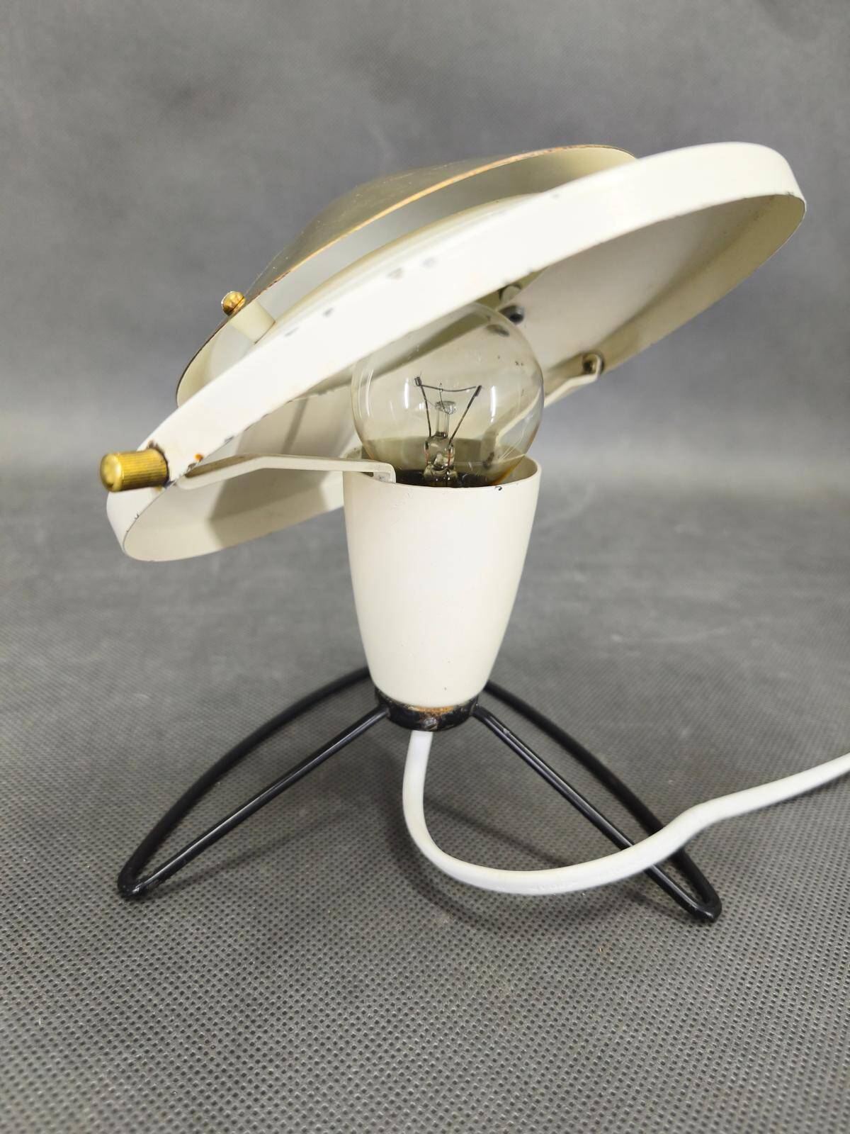 Zukov Czech Space Age Table Lamp, Brass and White Metal, 1970s