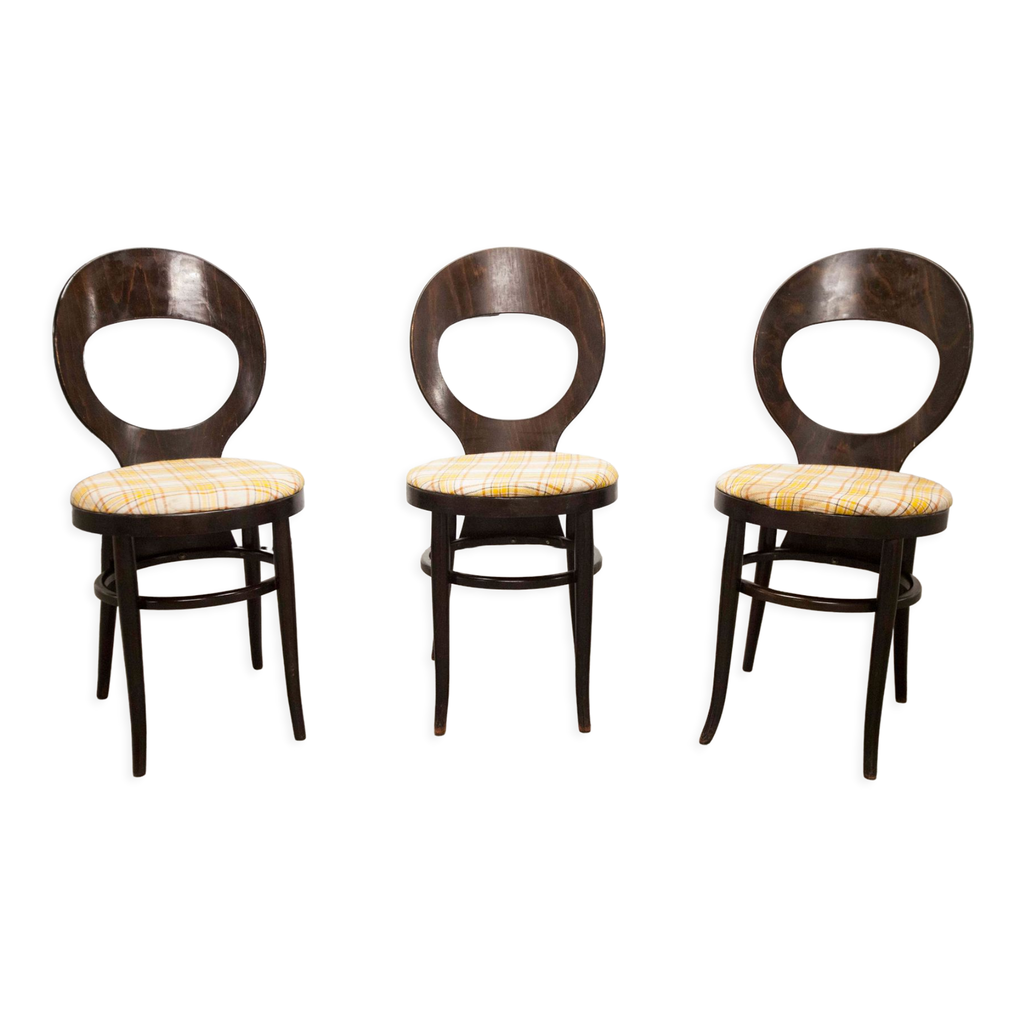Lot de 3 chaises Baumann mouettes 1970 tissu à changer