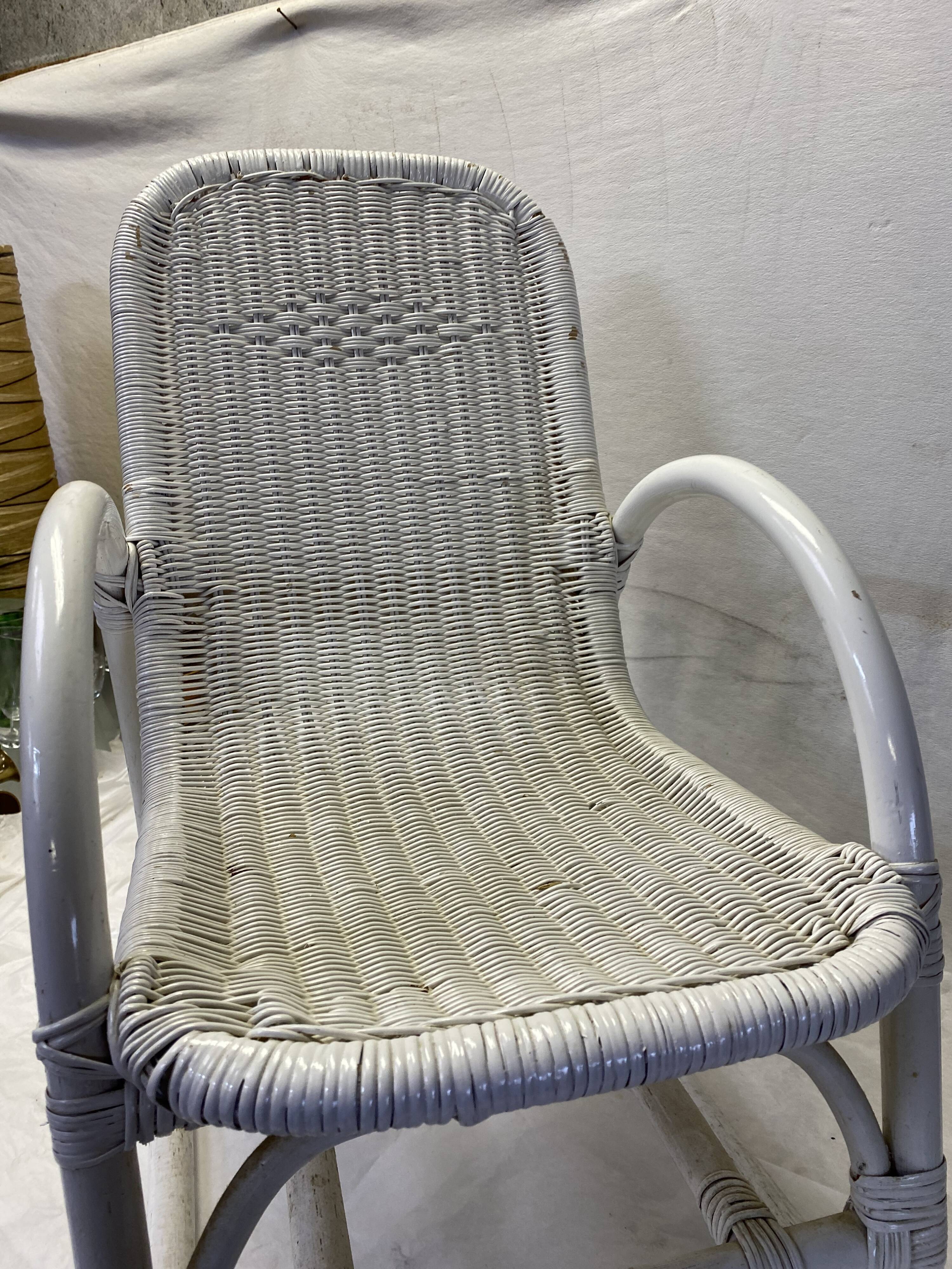 White rattan rocking chair
