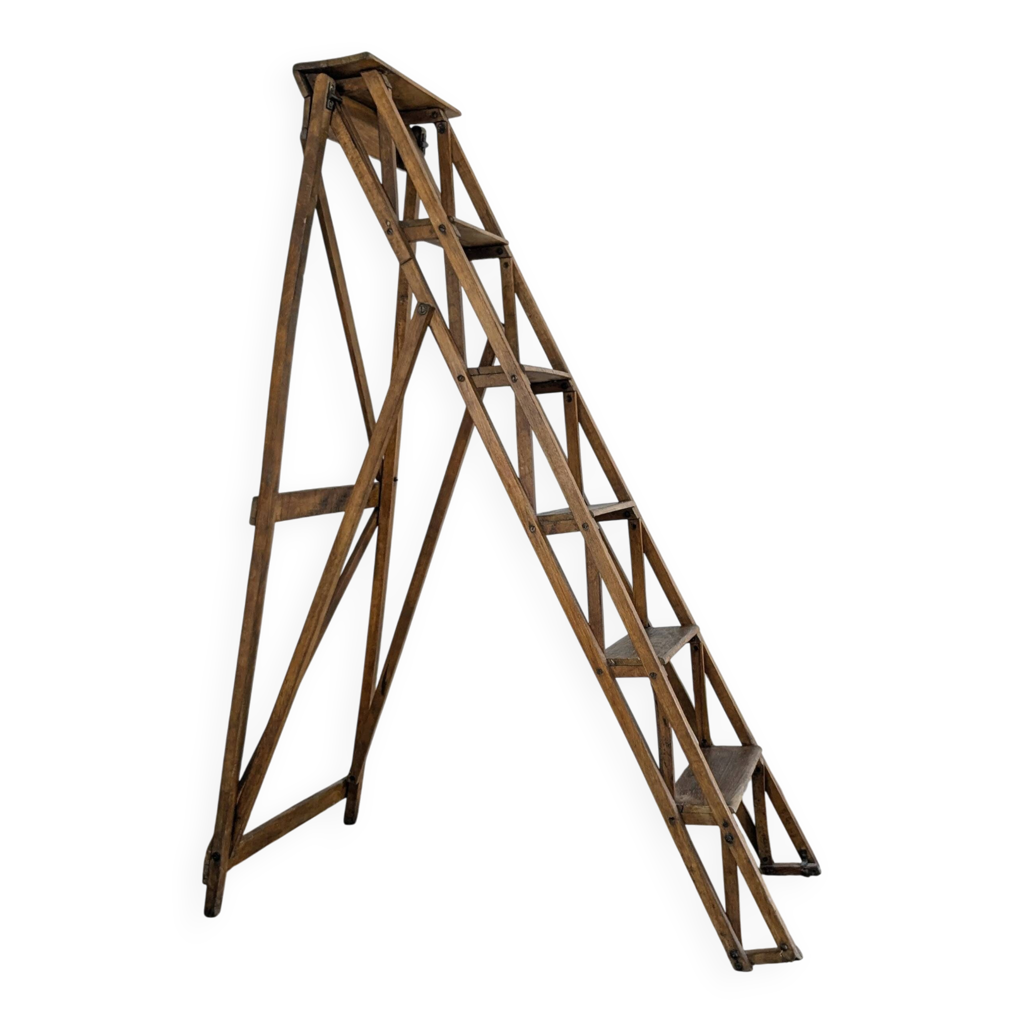 Vintage wooden painter's stepladder - authentic patina