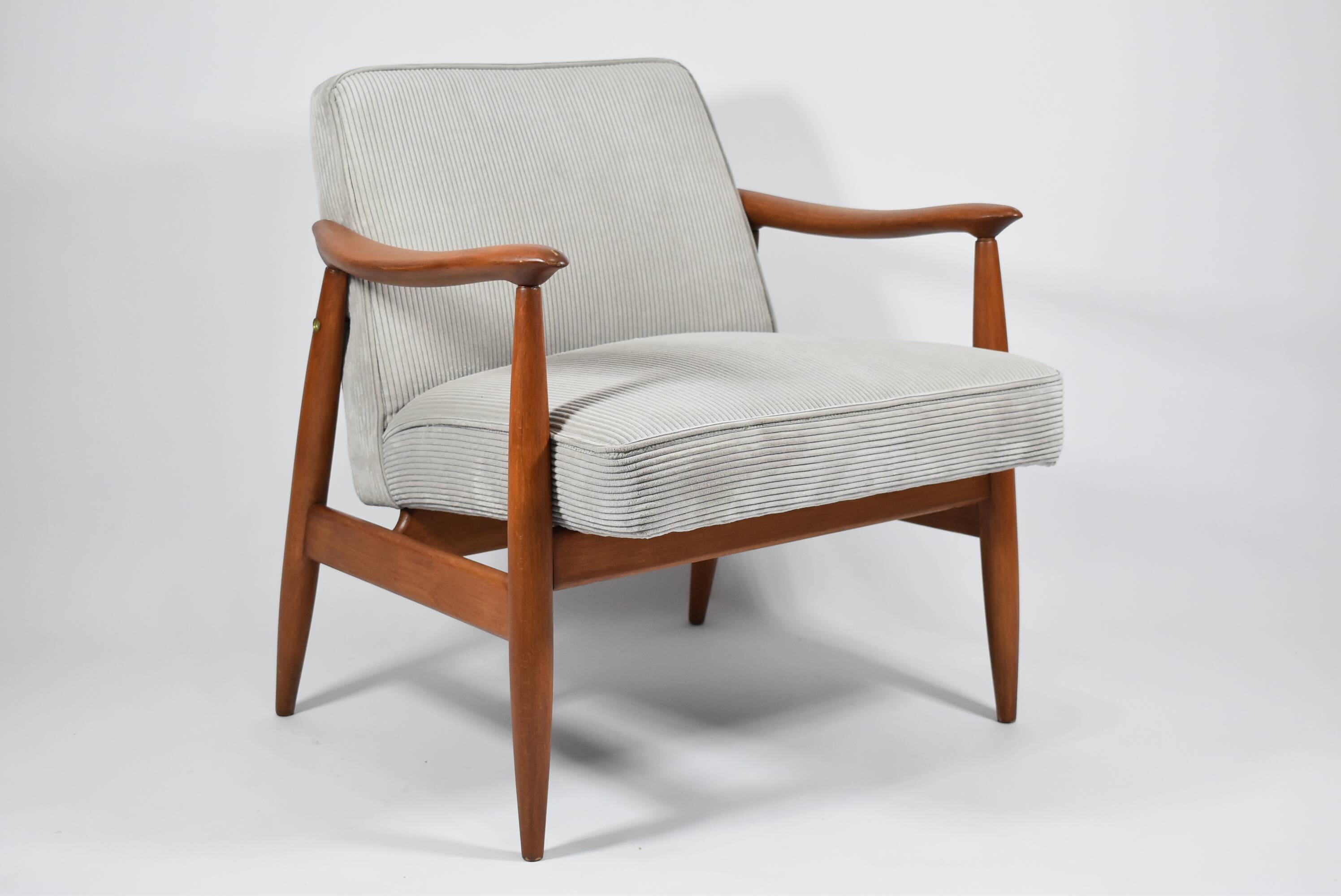 Famous Vintage armchair "Kedzior", fully restored, Grey CORD