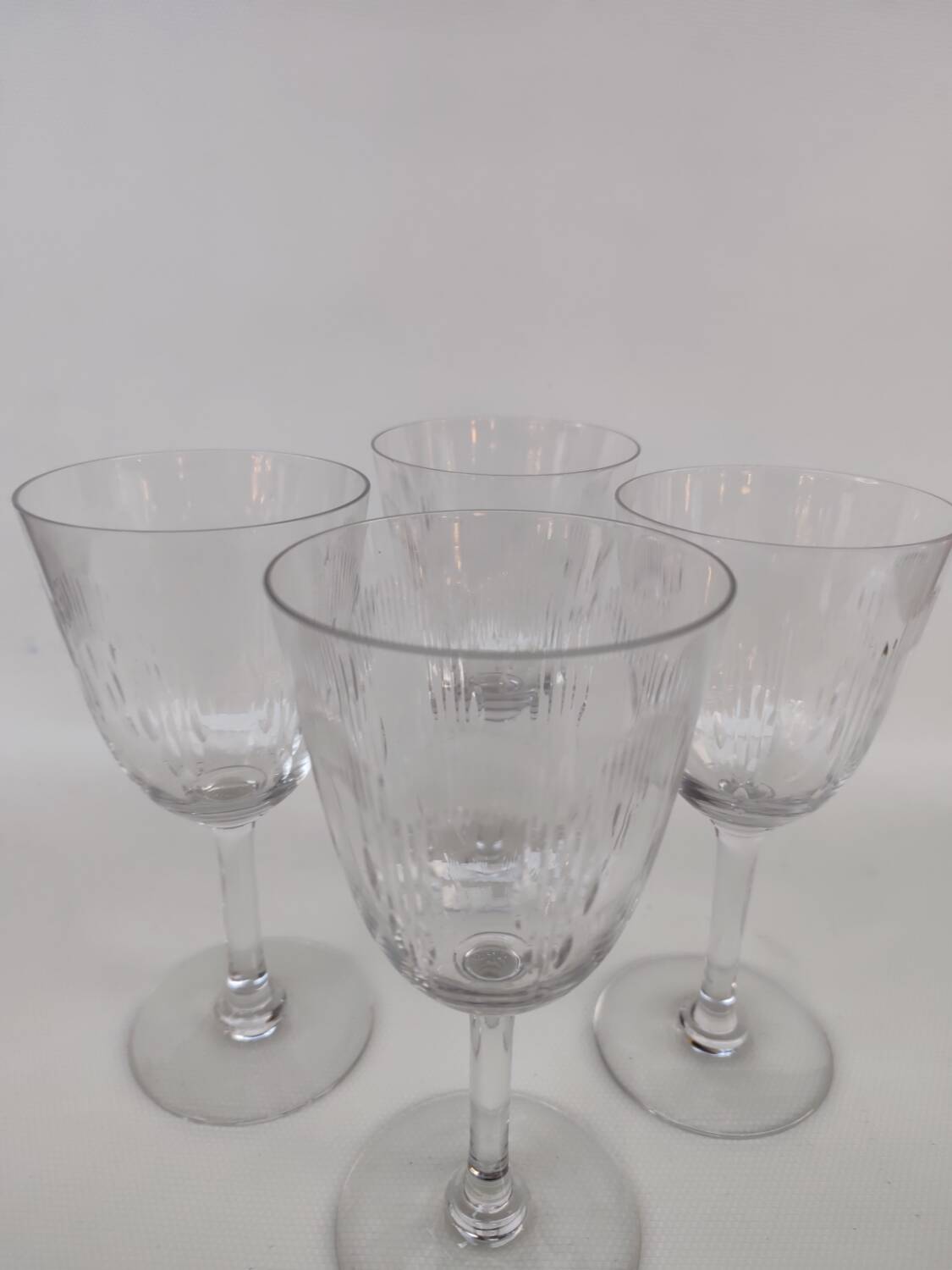 Four Baccarat crystal glasses, Molière pattern. Early 20th century.