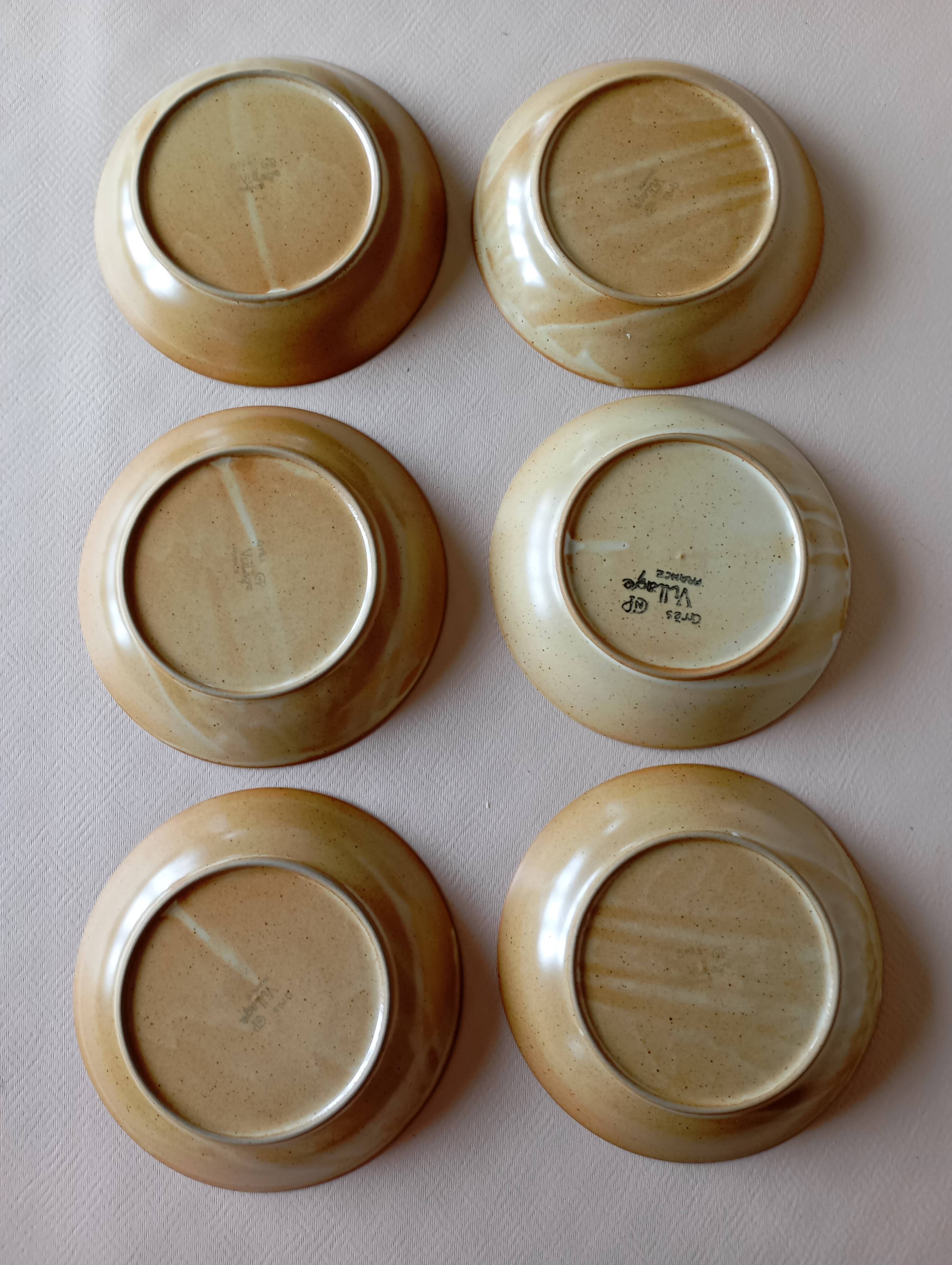 6 CNP Village stoneware skullcap plates